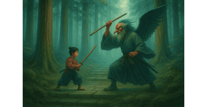 Yoshitsune was trained by the tengu
