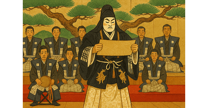 The scene where Benkei reads out the Kanjincho