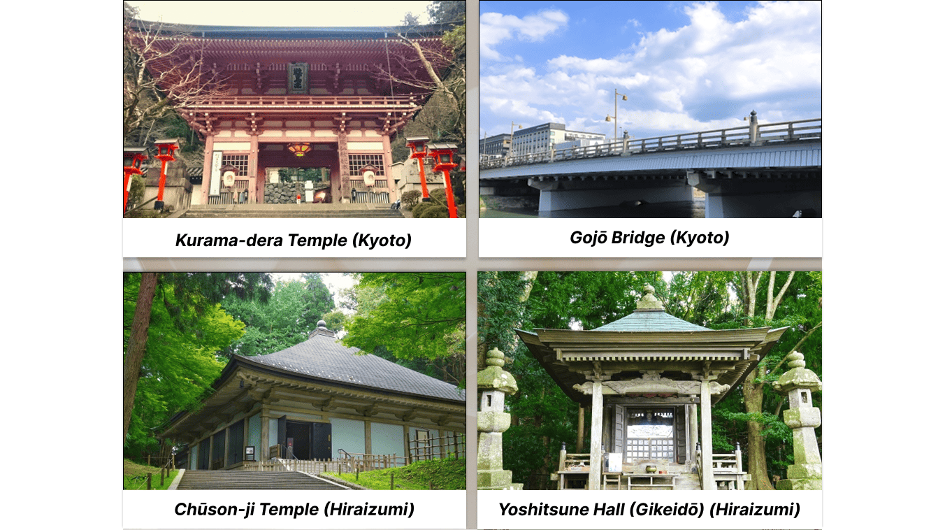 Kurama-dera Temple, Gojō Bridge, Chūson-ji Temple and Yoshitsune Hall