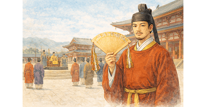 Image of hiōgi being used in ancient Japan