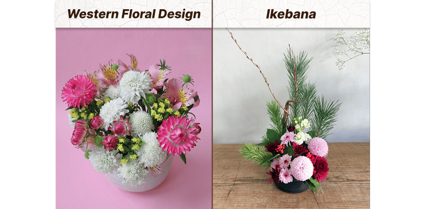 Western floral design and Japanese ikebana