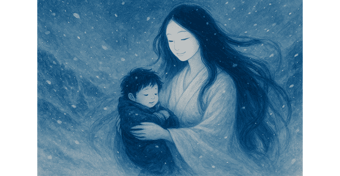 Yuki-onnna protects a child
