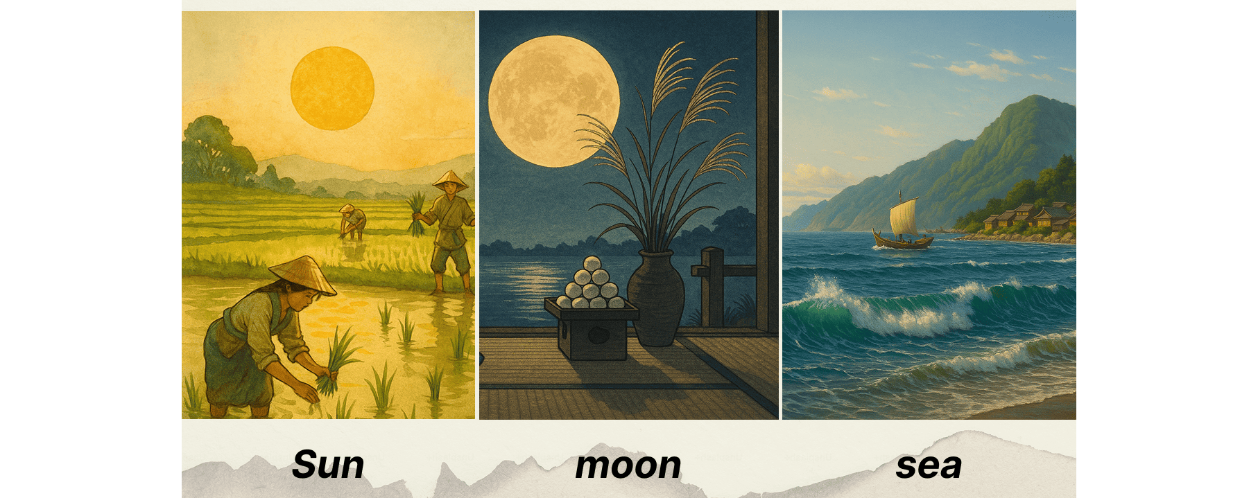sun, moon, and sea