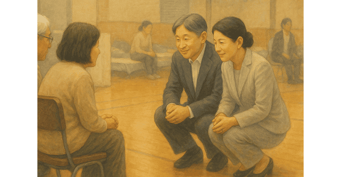 The Emperor and Empress visit the disaster-stricken areas