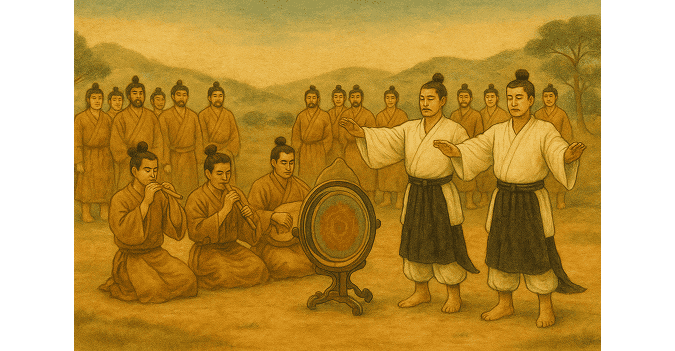 Image of a ceremony held by clans and powerful families