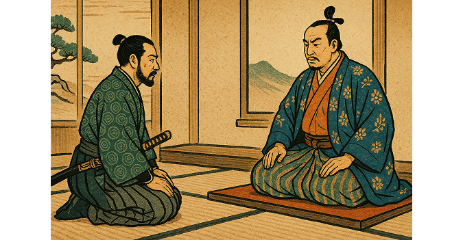 Daimyō is required to sit in seiza before the shogun.