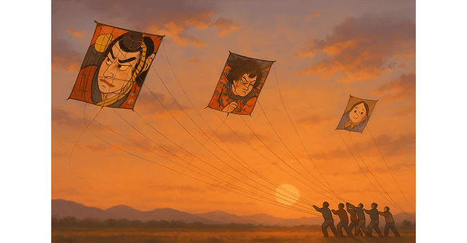Giant kites still fly in the skies of Japan today