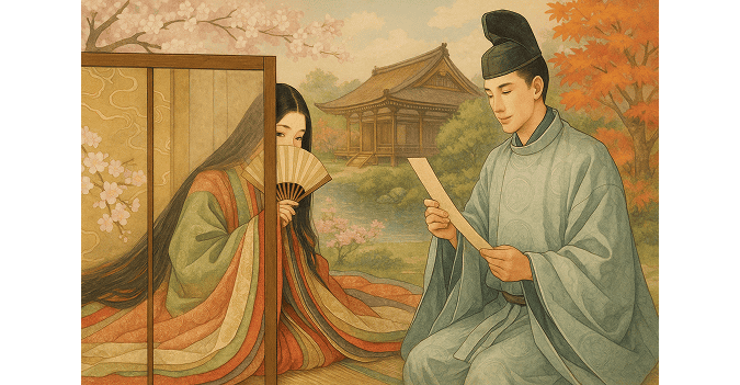 Image of male and female Heian aristocrats