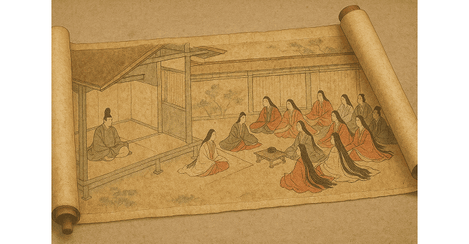 Image of a picture scroll from the Heian period