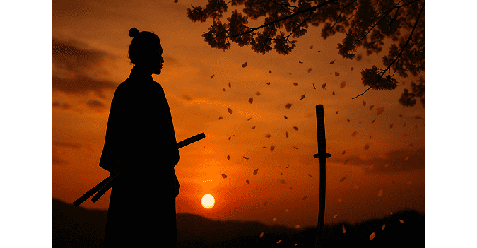 samurai and cherry blossom