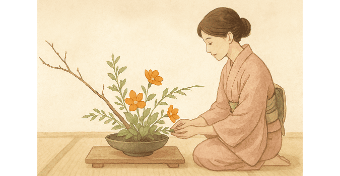 Arranging flowers as omotenashi