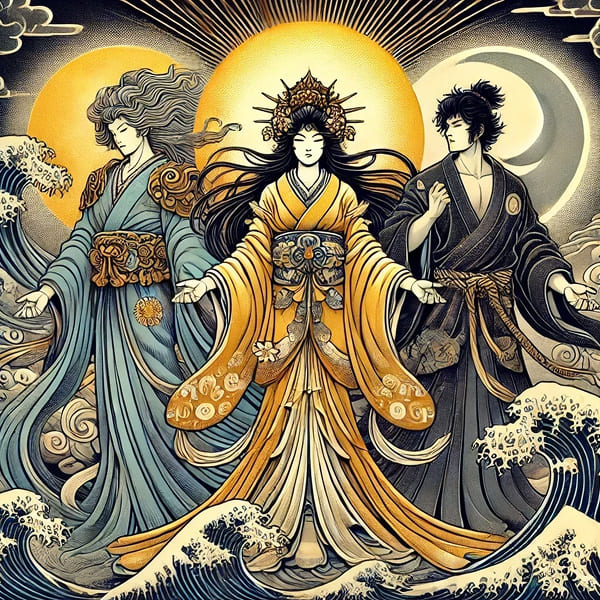 The Three Sacred Deities of Japanese Mythology: Amaterasu, Tsukuyomi, and Susanoo