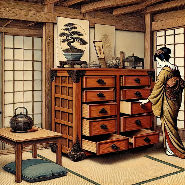 DALL·E 2025-03-24 20.43.51 - A powerful ukiyo-e style illustration of the three Shinto deities_ Amaterasu (sun goddess), Tsukuyomi (moon god), and Susanoo (storm god), portrayed t 1 (1)